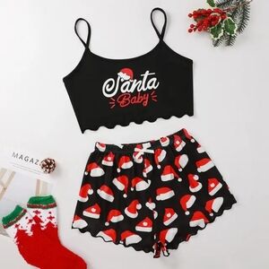 Santa Baby Black and Red Sleepwear Set